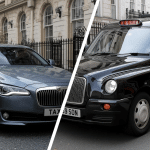 Public Hire vs Private Hire Insurance Compared, taxi on the left and a black cab on the right of the image