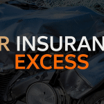 car insurance excess with a damaged car in the background